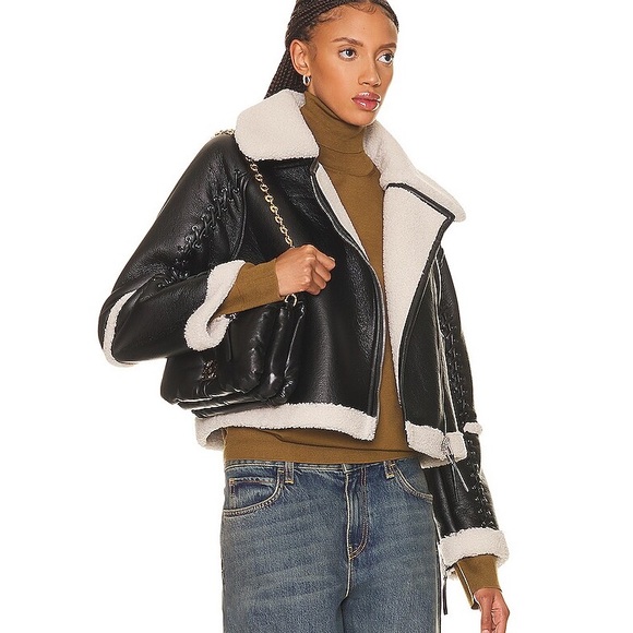 Jonathan Simhkai Corrine Vegan Sherpa Moto Jacket - Picture 5 of 16